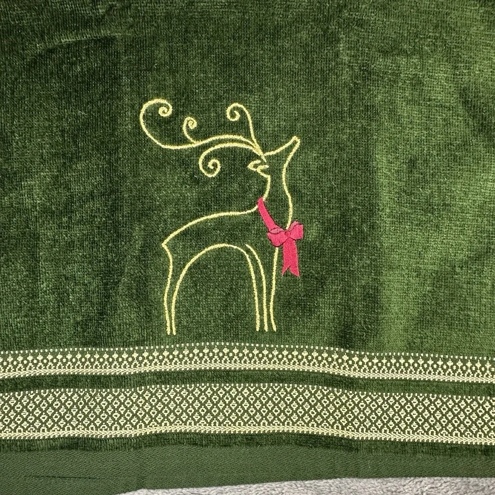Santens Christmas Tree 3 Hand Towels Embroidery Peace Joy Noel JC Penney Cotton